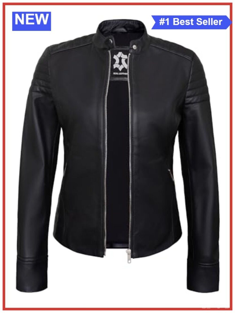 Real Lambskin Leather Cafe Racer Womens Moto Biker Jacket
